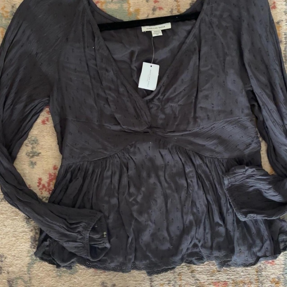 American Eagle Outfitters Dark Gray Women's Blouse